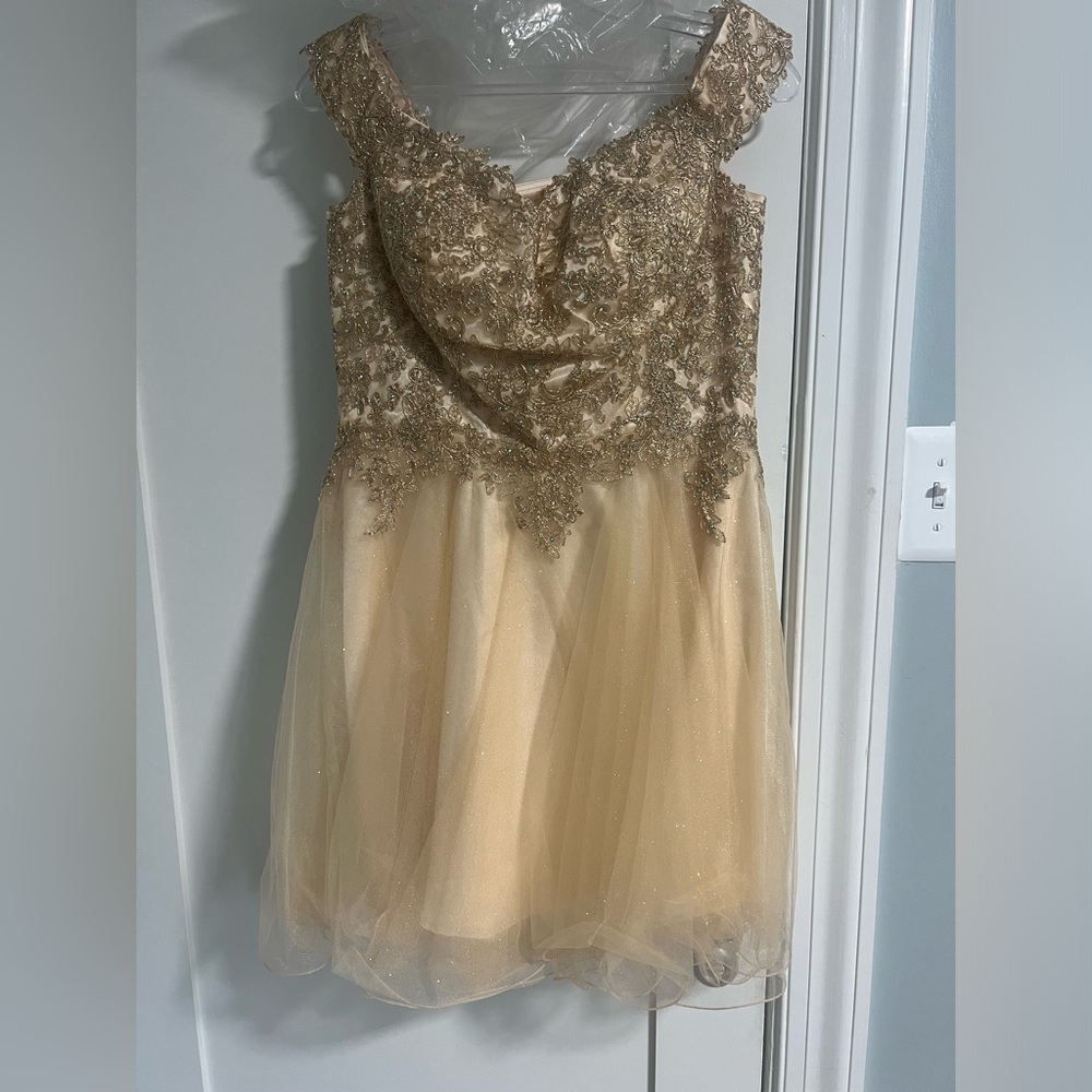 Gold Off The Shoulder Dress